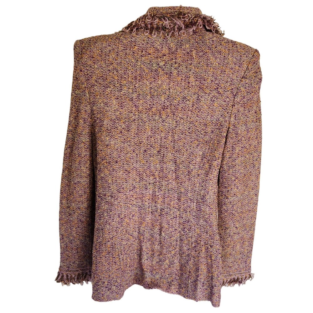 St.John Collection Purple Fringed Edges Knit Jacket 4 - Picture 6 of 7